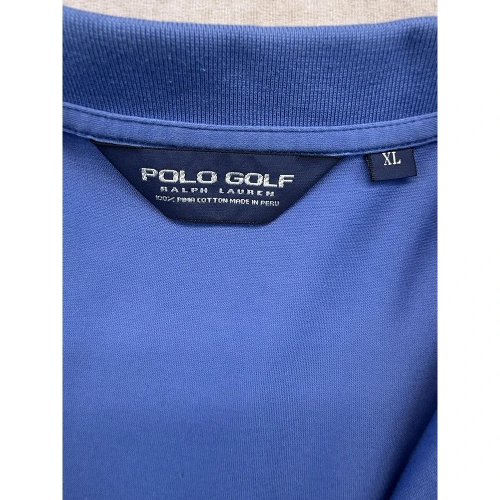 Polo Golf Ralph Lauren Polo Shirt Mens XL Regular Pima Cotton Blue Flag Golf